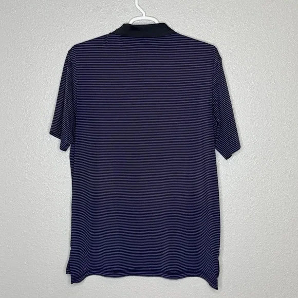 Peter Millar Polo L Purple Stripe St Andrews Logo Golf Shirt Summer Comfort - Picture 2 of 7